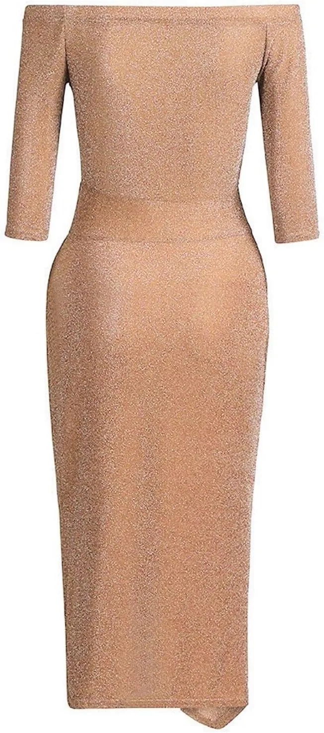 HXHYQKP Evening Gowns for Women Formal Elegant Off Shoulder Cocktail Dress Bodycon Wrap Dress Brilliant Party Dress
