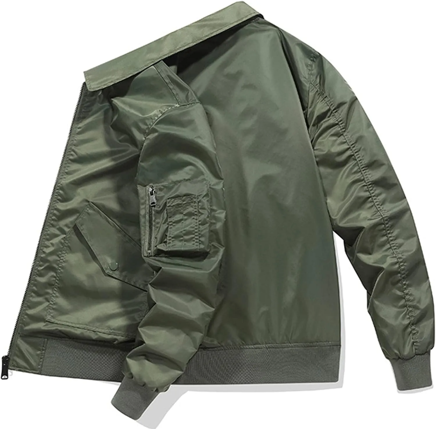 Jackets for Men, Men's Bomber Jacket Lightweight Jacket Full Zip Solid Color Windbreaker Casual Stylish Golf Jacket