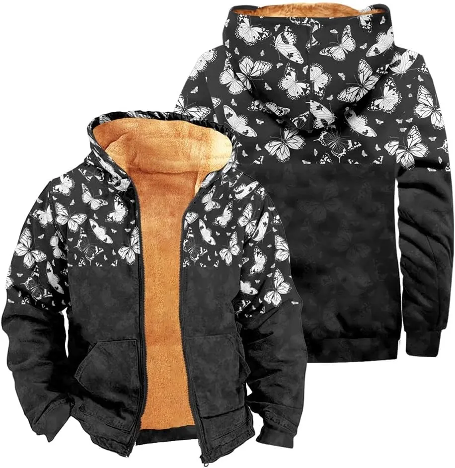 Jackets For Men Winter Clothes Vintage Padded Hoodies Fashion Casual Graphic Long Sleeve Thickened Workout Coats