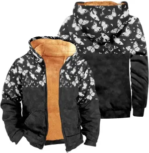 Jackets For Men Winter Clothes Vintage Padded Hoodies Fashion Casual Graphic Long Sleeve Thickened Workout Coats