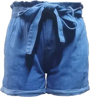 JEKE-DG Jean Shorts Womens Casual High Waisted Belted Elastic Waist Jean Shorts High Waisted Roll Hem Denim Shorts
