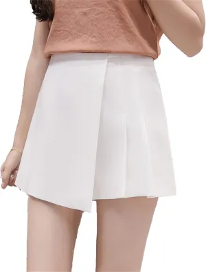JEKE-DG Women's High Waist Pleated Skirts Shorts Casual Mini Skater Skirts Skort Asymmetrical Skirt Shorts