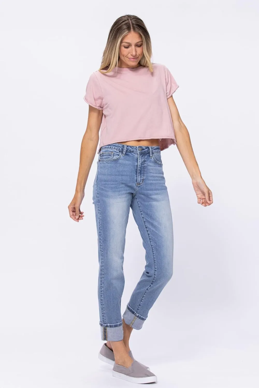 Judy Blue High Rise Cuffed Hem Vintage Boyfriend Jeans