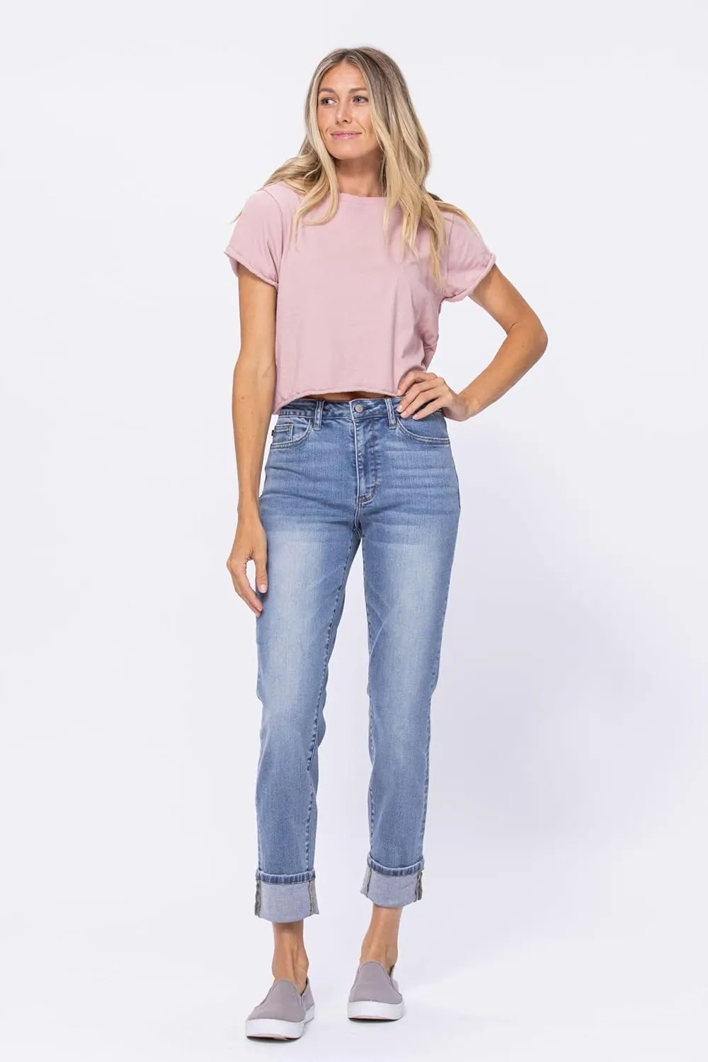 Judy Blue High Rise Cuffed Hem Vintage Boyfriend Jeans