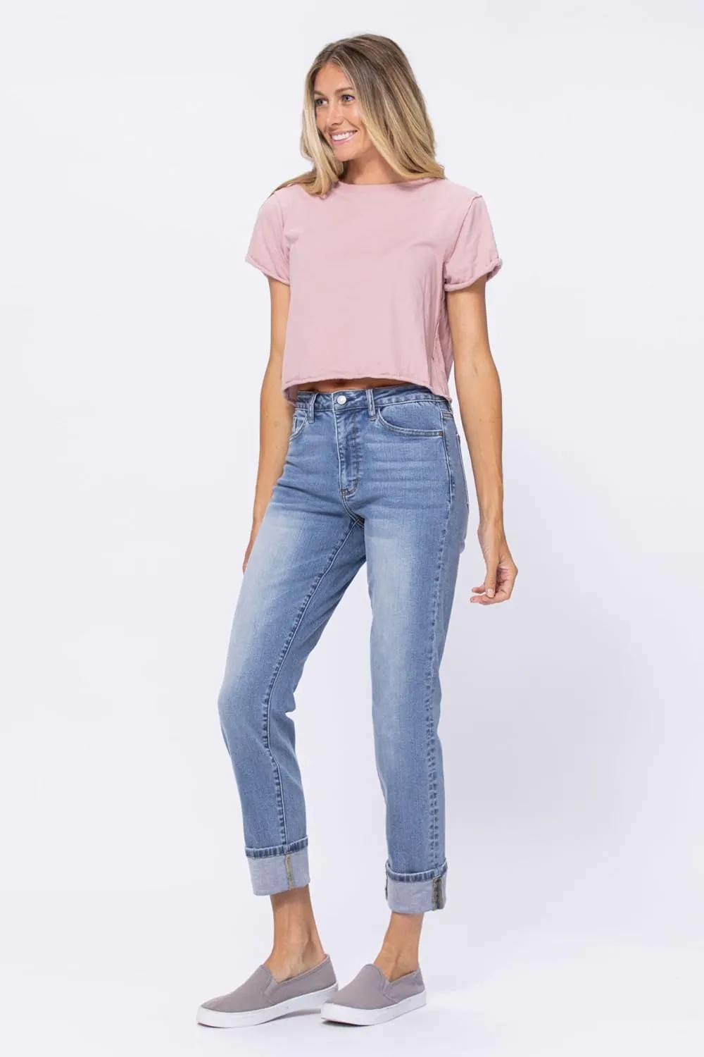 Judy Blue High Rise Cuffed Hem Vintage Boyfriend Jeans