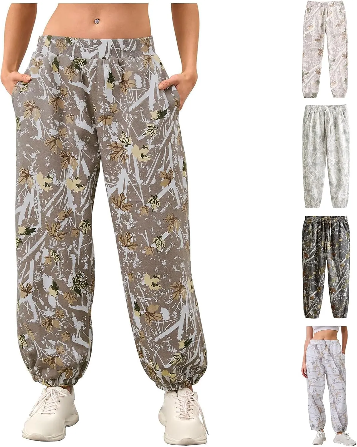 Kubbon Women's Camo Sweatpants Casual High Waisted Fleece Joggers Pants Baggy Comfy Palazzo Lounge Sweatpants with Pockets