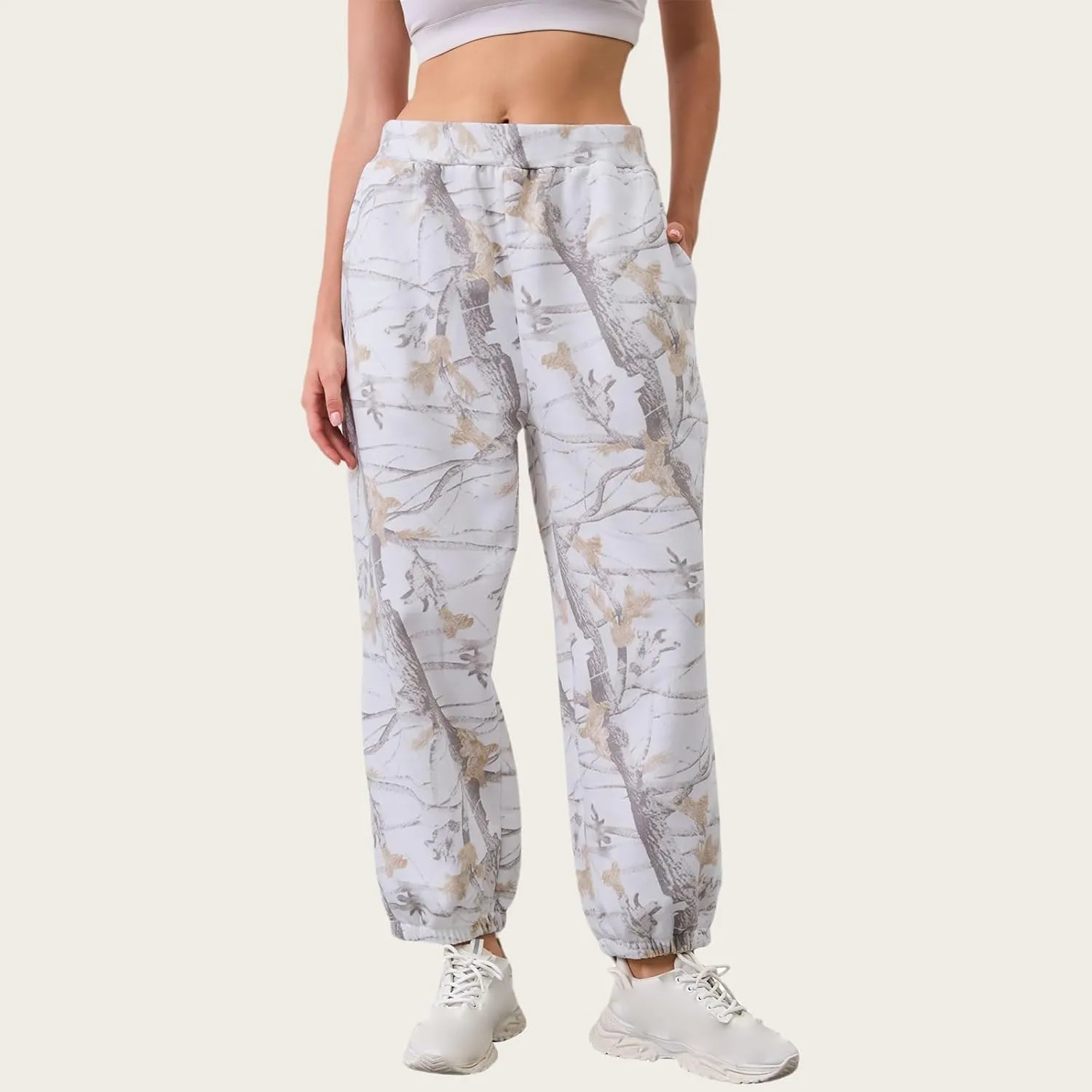 Kubbon Women's Camo Sweatpants Casual High Waisted Fleece Joggers Pants Baggy Comfy Palazzo Lounge Sweatpants with Pockets