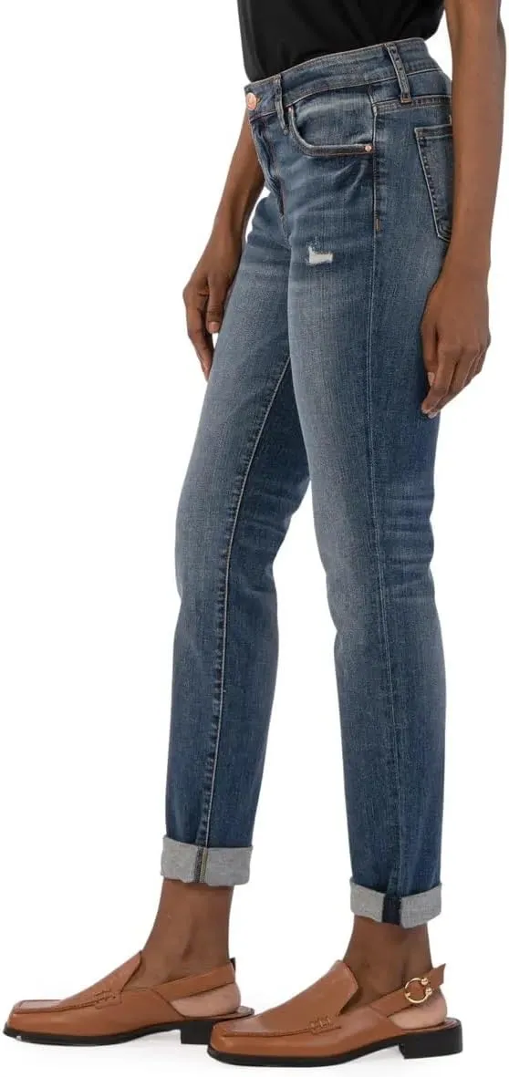 KUT from the Kloth Women's Catherine Mid-Rise Cuffed Boyfriend Jeans in Potential