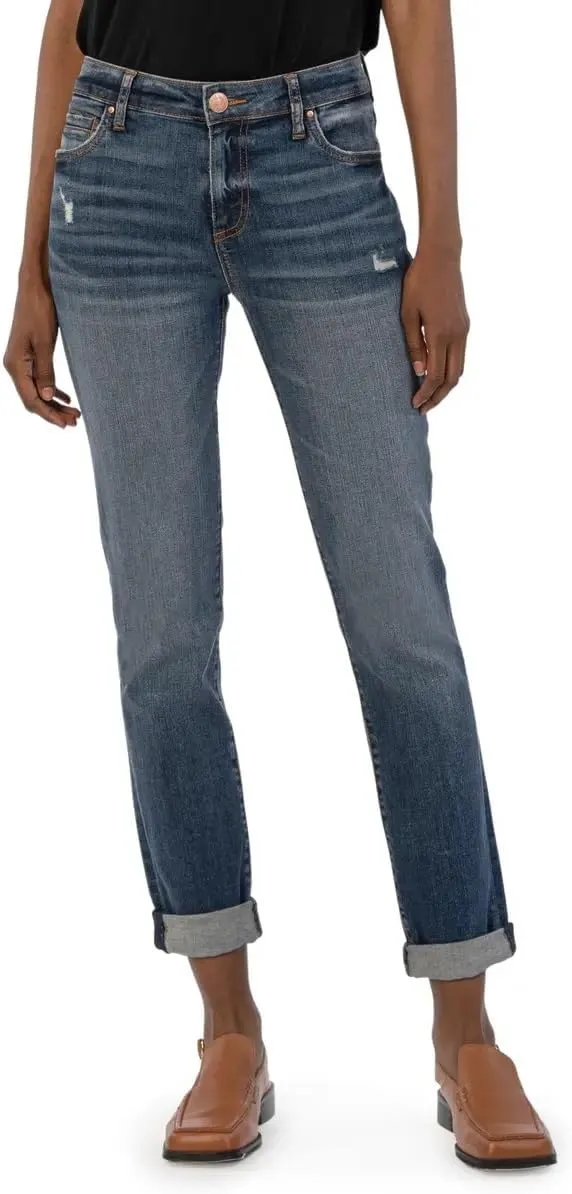 KUT from the Kloth Women's Catherine Mid-Rise Cuffed Boyfriend Jeans in Potential