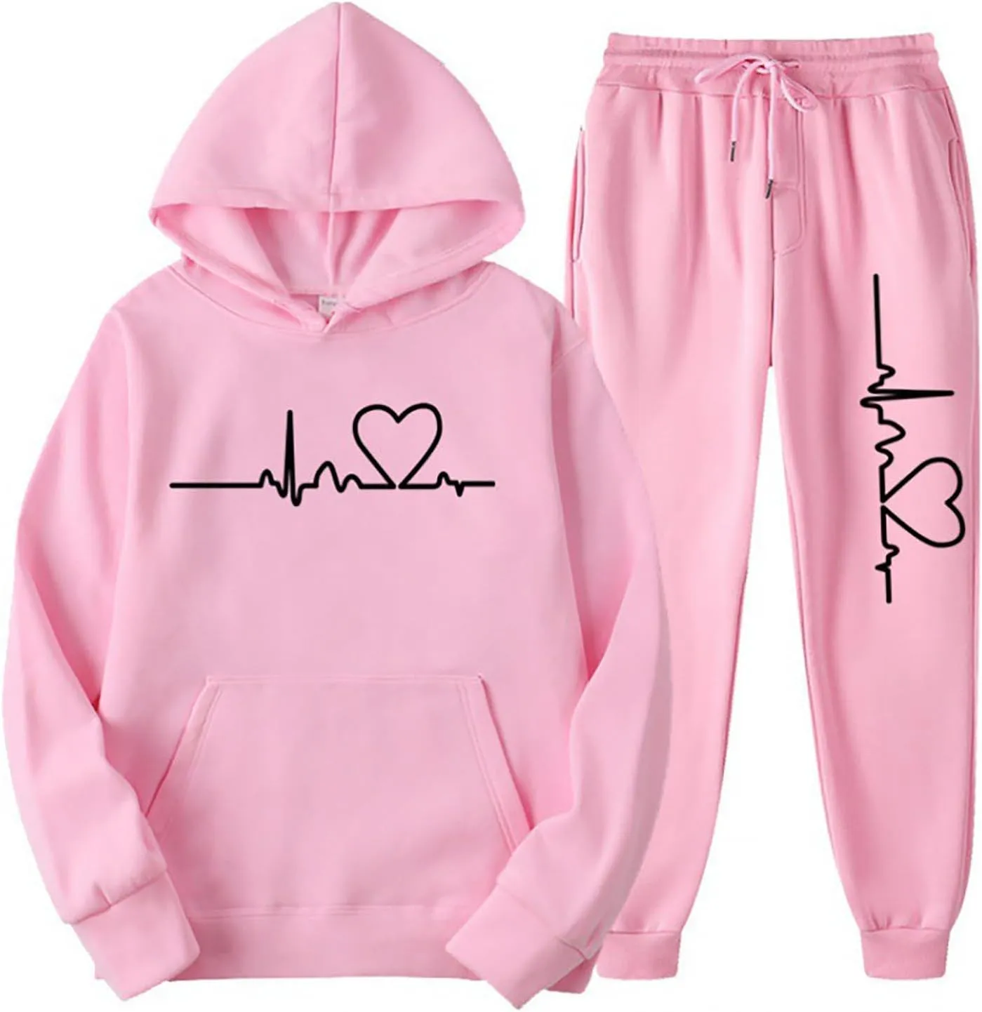 Lastesso 2 Piece Workout Sets for Women Flex-to-go Jogging Suits Heart Print Tracksuit Lightweight Sweatsuits Soft Colthes
