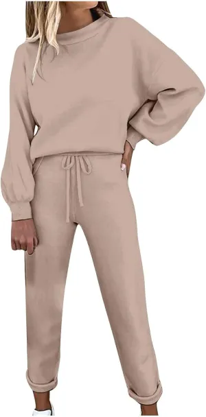 Lastesso Two Piece Loungewear Sets for Women Soft Spring Fall Outdoor Sweatsuits Csaual Size Solid Track Suits Outfits