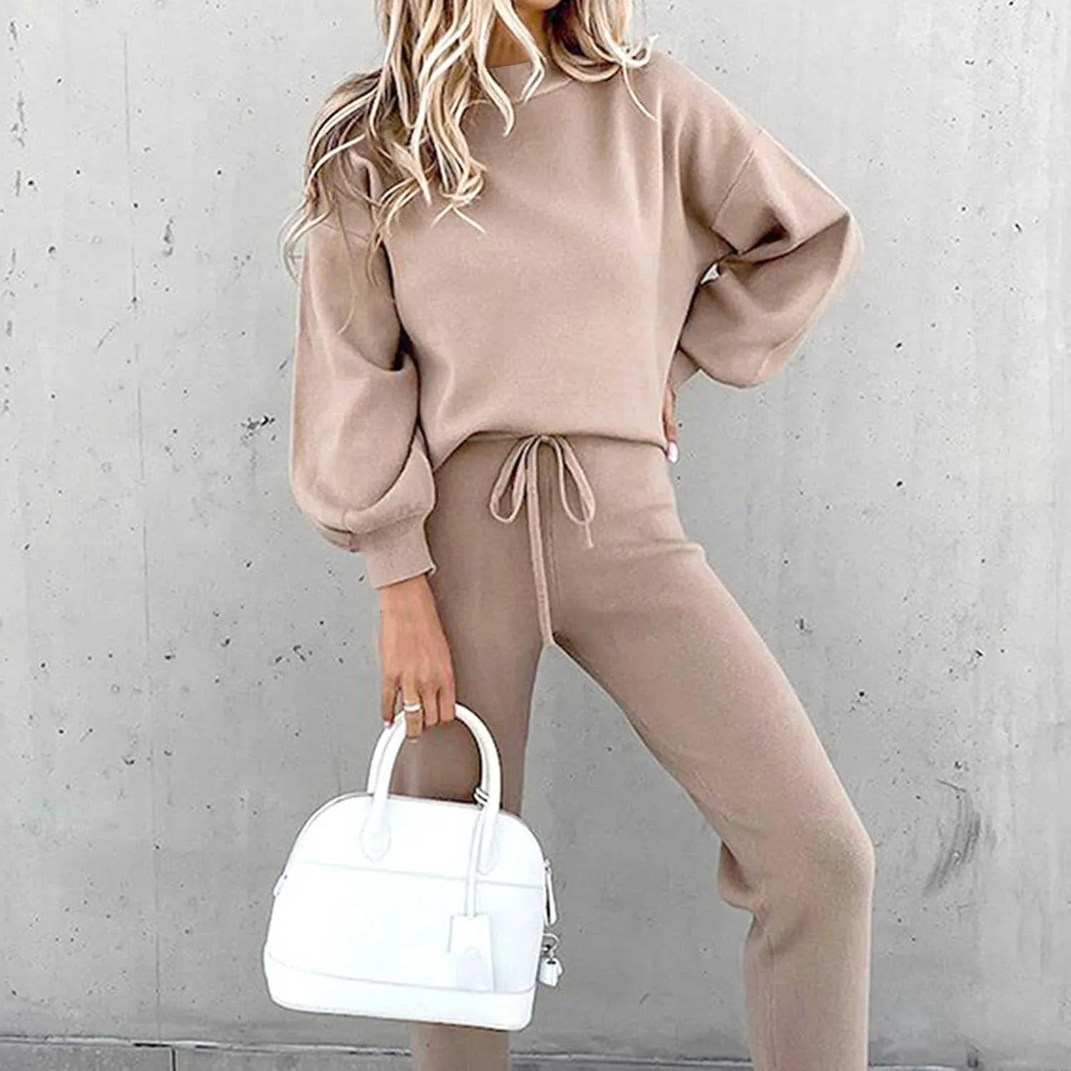 Lastesso Two Piece Loungewear Sets for Women Soft Spring Fall Outdoor Sweatsuits Csaual Size Solid Track Suits Outfits