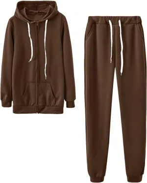 Lastesso Women Track Suits 2 Piece Set Solid Loose Sweatsuit Outfits Long Sleeve Jackets Hood Baggy Sweatpants Soft Outwear