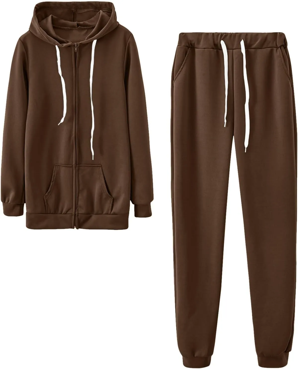 Lastesso Women Track Suits 2 Piece Set Solid Loose Sweatsuit Outfits Long Sleeve Jackets Hood Baggy Sweatpants Soft Outwear