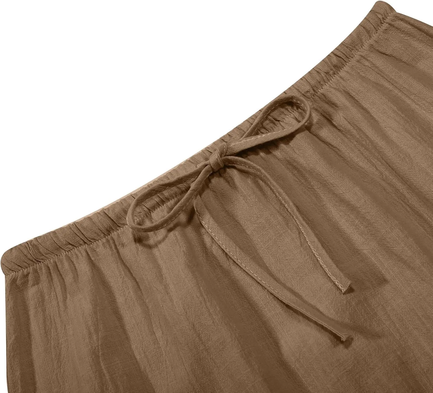 Linen Maxi Skirts for Women Summer Drawstring Waist A Line Skirts Cute Vacation Boho Beach Long Flowy Skirts