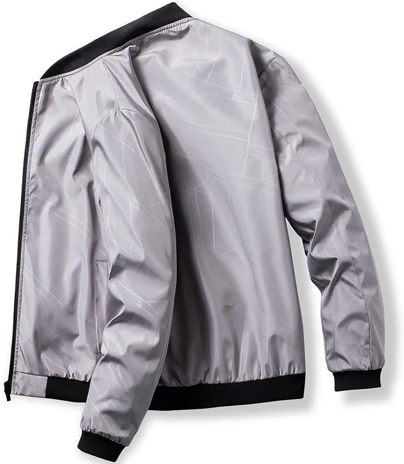 Men s Bomber Jacket Lightweight Casual Stylish Spring Fall Windbreaker Zip Up Outwear Coat with Zipper Pockets