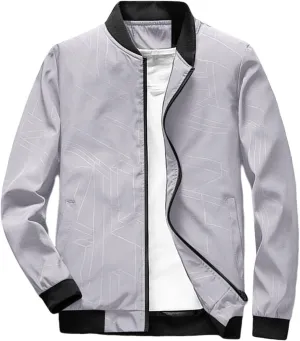 Men s Bomber Jacket Lightweight Casual Stylish Spring Fall Windbreaker Zip Up Outwear Coat with Zipper Pockets