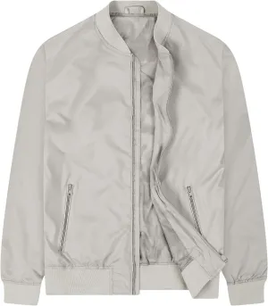 Men's Bomber Jacket Casual Solid Full Zip Long Sleeve Outwear Loose Fit Outdoor Exercise Fall Jackets
