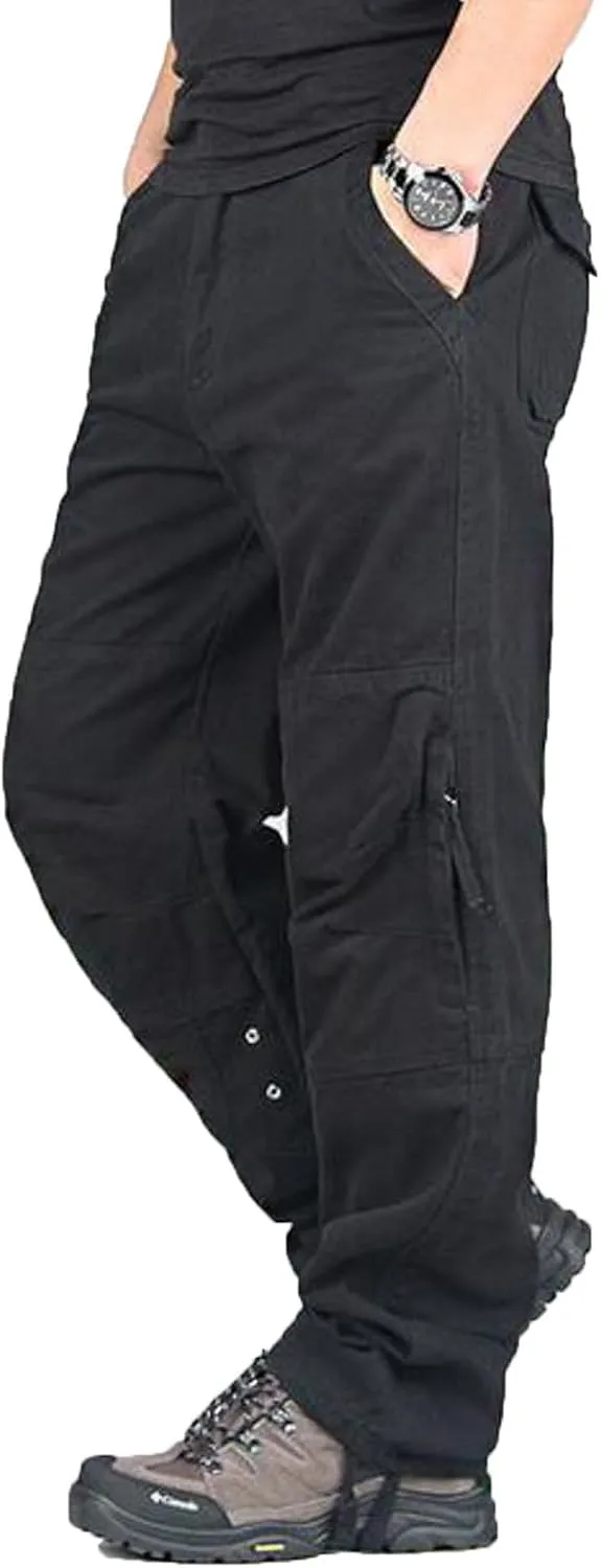 Mens Cargo Pants Relaxed Fit Work Hiking Pants Stretch Tactical Pants Lightweight Outdoor Travel Pants Multi Pockets Pants