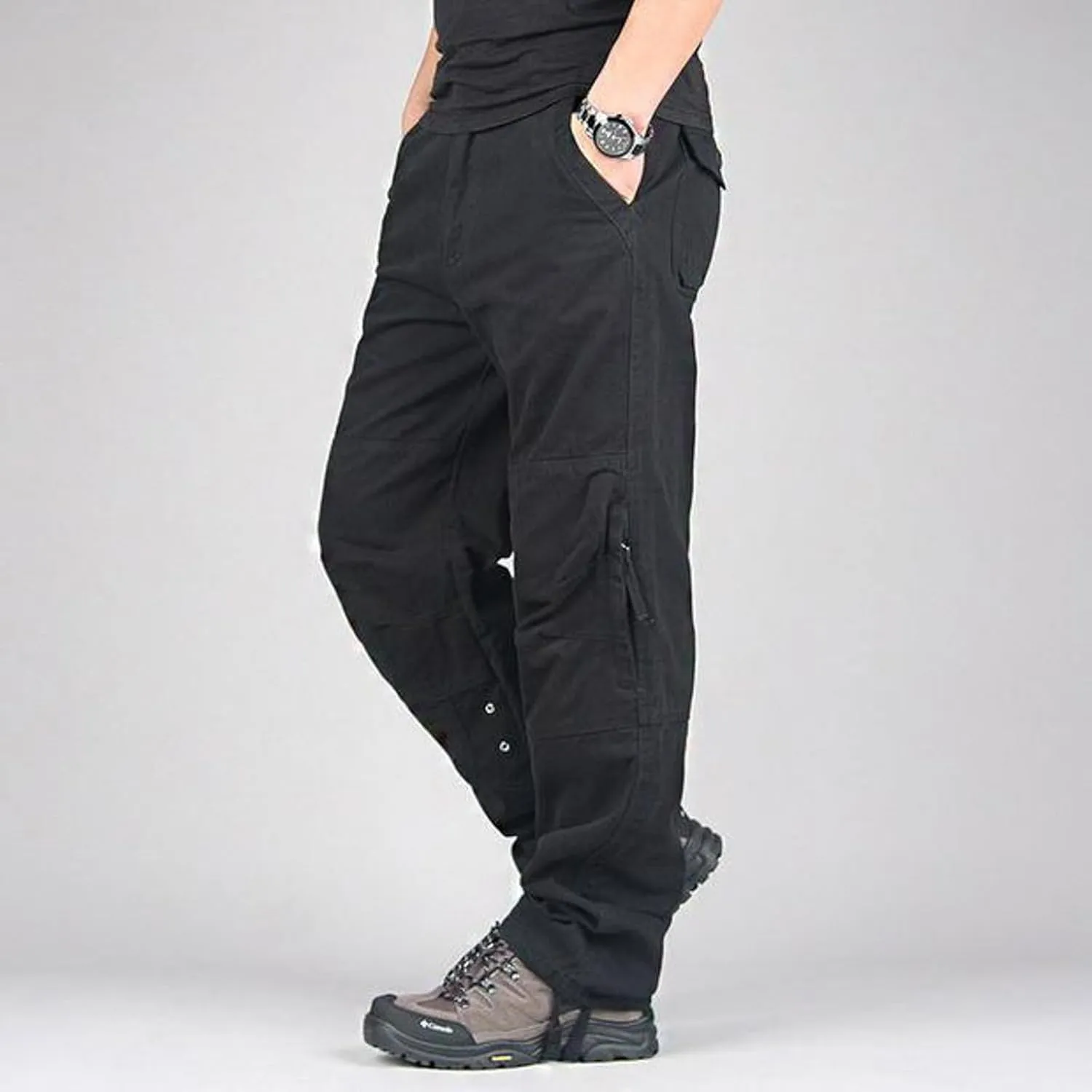 Mens Cargo Pants Relaxed Fit Work Hiking Pants Stretch Tactical Pants Lightweight Outdoor Travel Pants Multi Pockets Pants