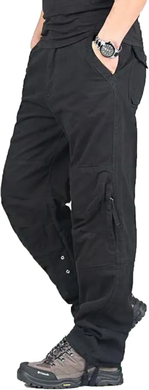 Mens Cargo Pants Relaxed Fit Work Hiking Pants Stretch Tactical Pants Lightweight Outdoor Travel Pants Multi Pockets Pants