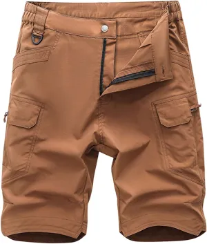 Men's Cargo Short Elastic Waist Multi-Pocket Outdoor Military Tactical Shorts Men's Hiking Cargo Shorts Lightweight Shorts