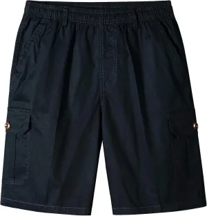 Men's Casual Cargo Shorts Elastic Waist Drawstring Summer Shorts Utility Work Short Multi Pocket Chino Shorts