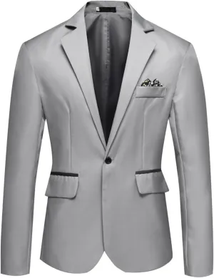 Mens Casual Slim Fit Suit Blazer Jackets One Button Daily Blazer Solid Business Wedding Work Party Coat Outwear Top