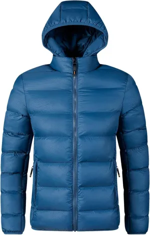 Men's Cotton-Padded Jacket with Hooded Lightweight Quilted JacketLong Sleeve Plus Size Zipper Casual Warm Coat
