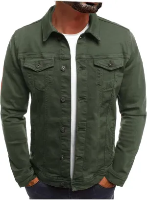 Mens Denim Jacket Cowboy Cut Western Classic Slim Fit Vintage Heavy Duty Trucker Coat Cozy Regular Fit Long Sleeve