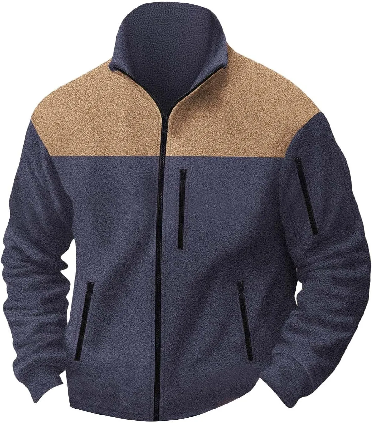 Men's Fleece Jackets Full Zip Lightweight Outdoor Hiking Jackets with Pockets Winter Casual Long Sleeve Warm Outwear