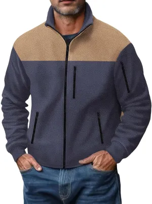 Men's Fleece Jackets Full Zip Lightweight Outdoor Hiking Jackets with Pockets Winter Casual Long Sleeve Warm Outwear