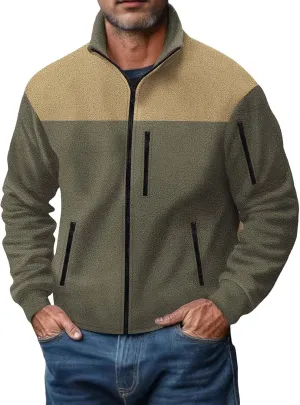 Men's Fleece Jackets Full Zip Lightweight Outdoor Hiking Jackets with Pockets Winter Casual Long Sleeve Warm Outwear