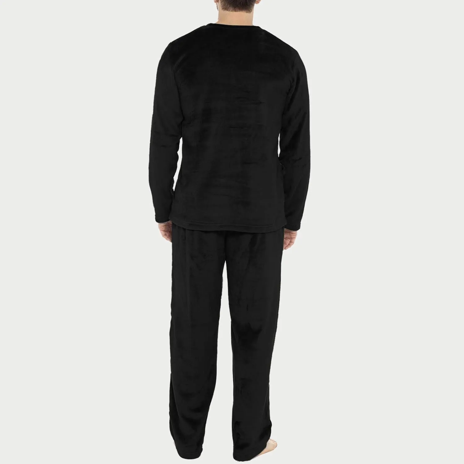 Men's Fleece Pajama Sets Winter Velvet Lounge Pants Long Sleeve Sleepwear 2 Piece Thermal Soft Casual Pjs Loungewear