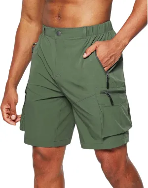 Men's Joggers Shorts Solid Color Tactical Cargo Shorts Straight Stretch Sport Pants with Multiple Pockets for Camping