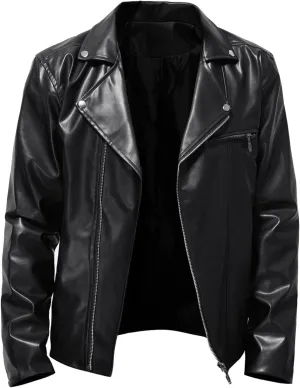 Mens Leather Jackets Casual Faux Leather Motorcycle Jacket Biker Vintage Outwear Classic Fit Full Zipper Jackets