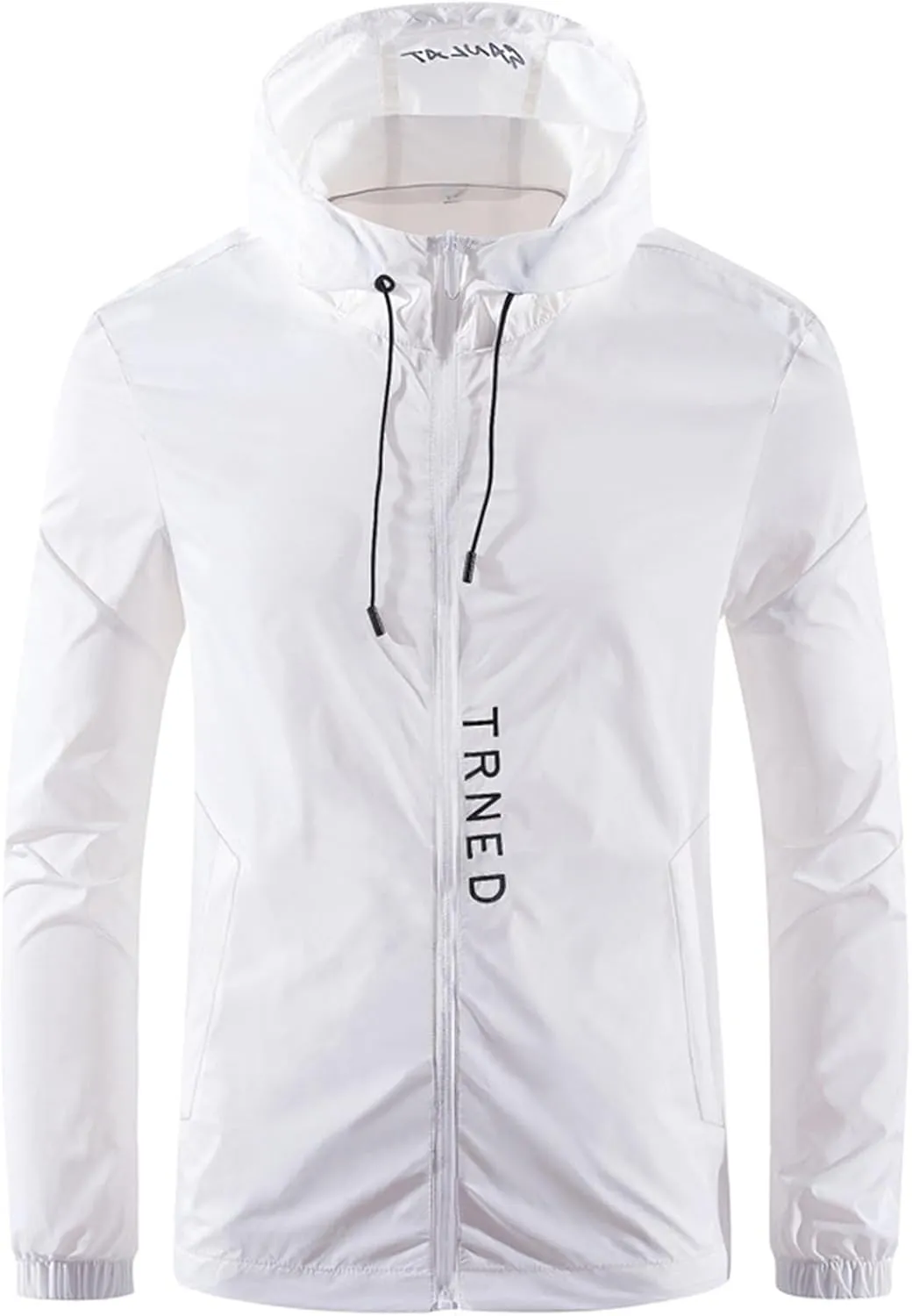 Mens Lightweight Packable Waterproof Windbreaker Rain Jacket with Hood, for Outdoor Running, Hiking, and Cycling