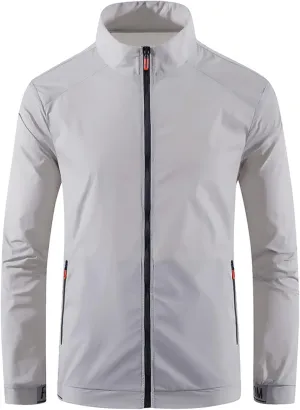 Mens Lightweight Waterproof Windbreaker Rain Jacket with Hood, Packable, for Outdoor Running, Hiking, and Cycling