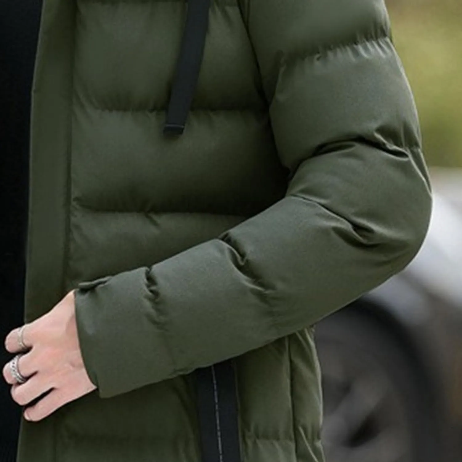 Men’s Long Winter Padded Parka Jackets Warm Windproof Down Coats Thickened Quilted Puffer Jacket Winter Outerwear