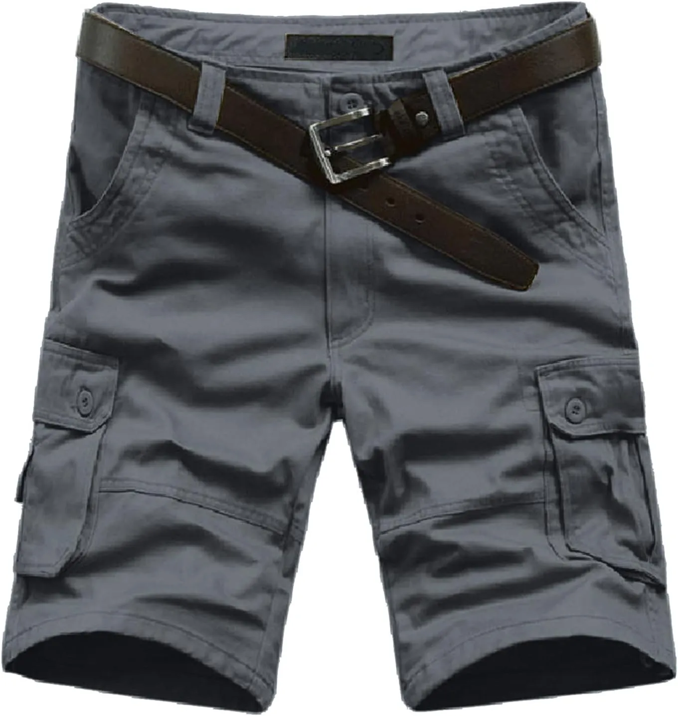 Mens Outdoor Cargo Summer Shorts Elastic Waist Multi-Pocket Military Tactical Work Shorts Cotton Twill Hiking Bermuda Shorts