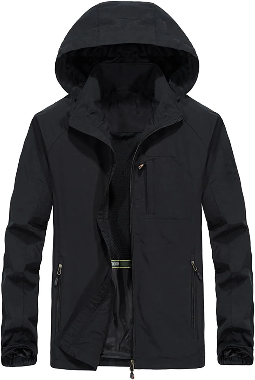 Men's Outdoor Sports Hooded Windproof Jacket Waterproof Rain Coat Windbreaker Outdoor Raincoat for Hiking Running
