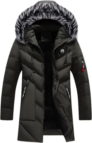 Mens Puffer Jacket, Sports Full Zip Long Sleeve Puffer Jackets Work Padded Jacket Thicken Hooded Down Jacket Men