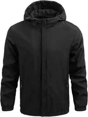 Men's Rain Jacket with Hood Waterproof Lightweight Windbreaker Jacket Casual Outdoor Running Hiking Cycling Raincoat
