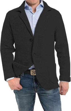 Mens Shawl Collar Cardigan Sweaters Button Down Cable Knit and Pockets Loose Fit Open Front Design