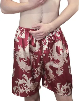 Men's Silky Satin Boxers Shorts Casual Silk Pajama Bottom Shorts Satin Sleep Lounge Underwear Silk Boxers Sleepwear