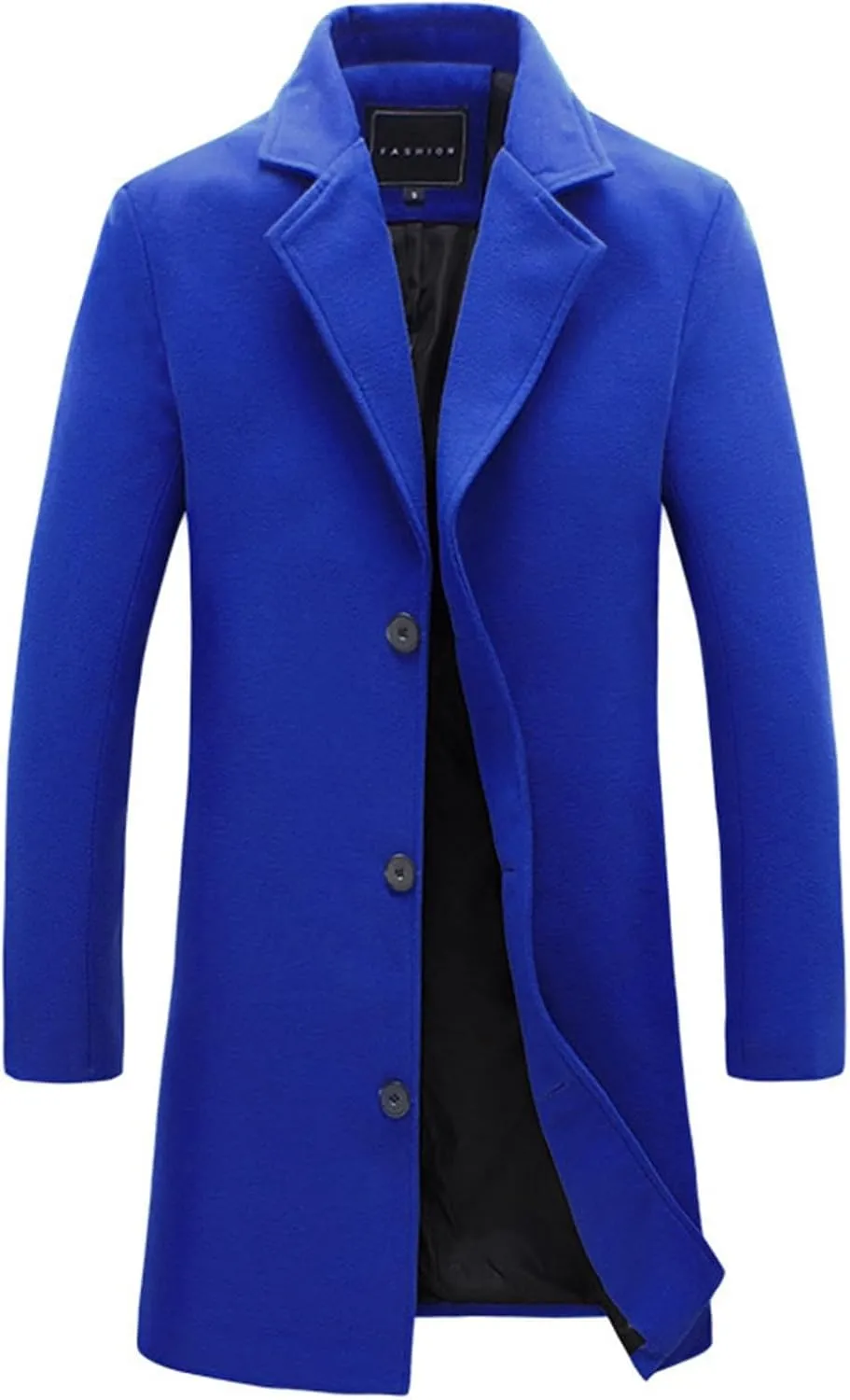 Mens Trench Coat Slim Fit Notch Lapel Single Breasted Business Casual Long Peacoat Fall Winter Windproof Overcoat