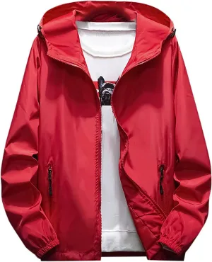 Men's Windbreaker Rain Jacket Lightweight Pullover For Hiking Golf Running Jacket, M-7XL