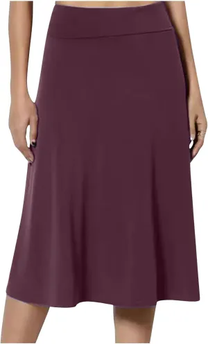 Midi Skirts for Women Elegant High Waisted Knee Skirts Spring Summer Hip-Wrapped Skirt Solid Color A-Line Skirts