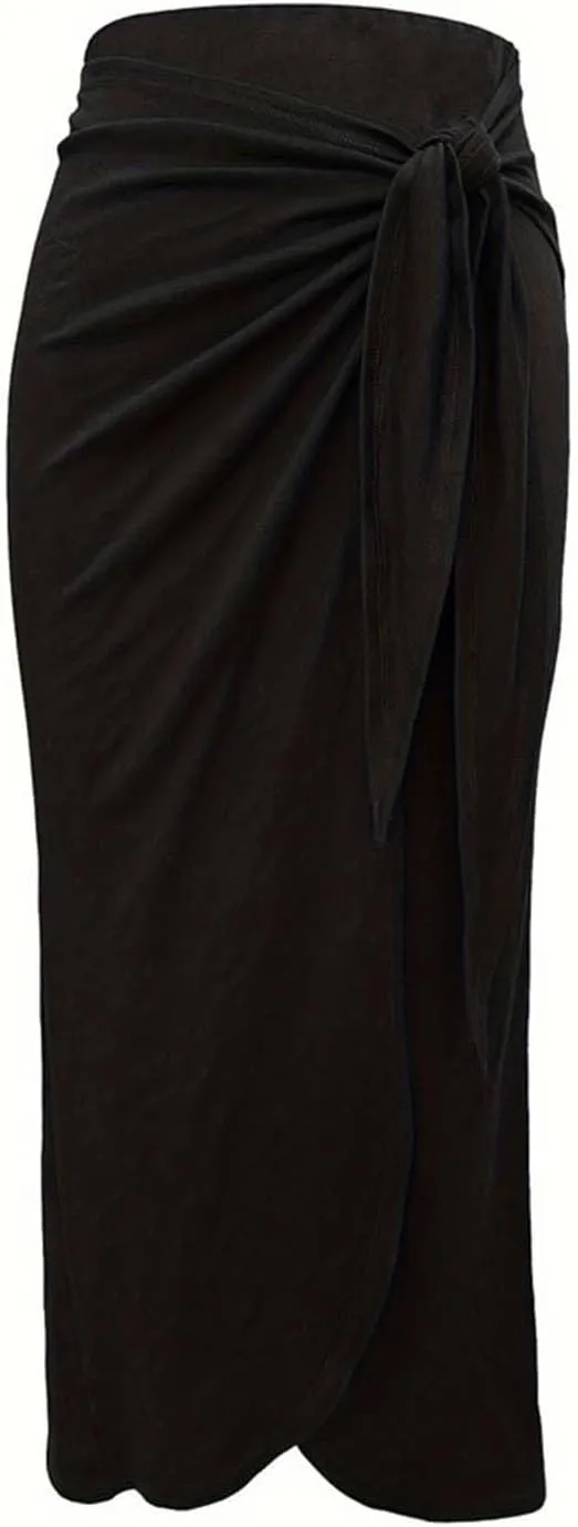 Midi Skirts for Women Spring Fall Ruffled Side Slit Long Skirt Casual Floral a Line Skirts Cool High Waisted Skirt