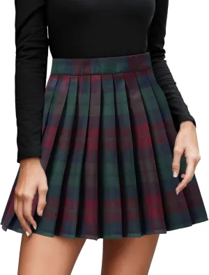 Mini Skirts for Women Women's Casual Plaid High Waist Pleated A Line Mini Skirt Mini Skirts for Women
